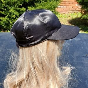 Black Silk Adjustable Womens Baseball Cap Hat